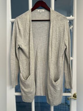 MADEWELL Women’s Light Gray Open Front Summer Ryder Cardigan Size XS